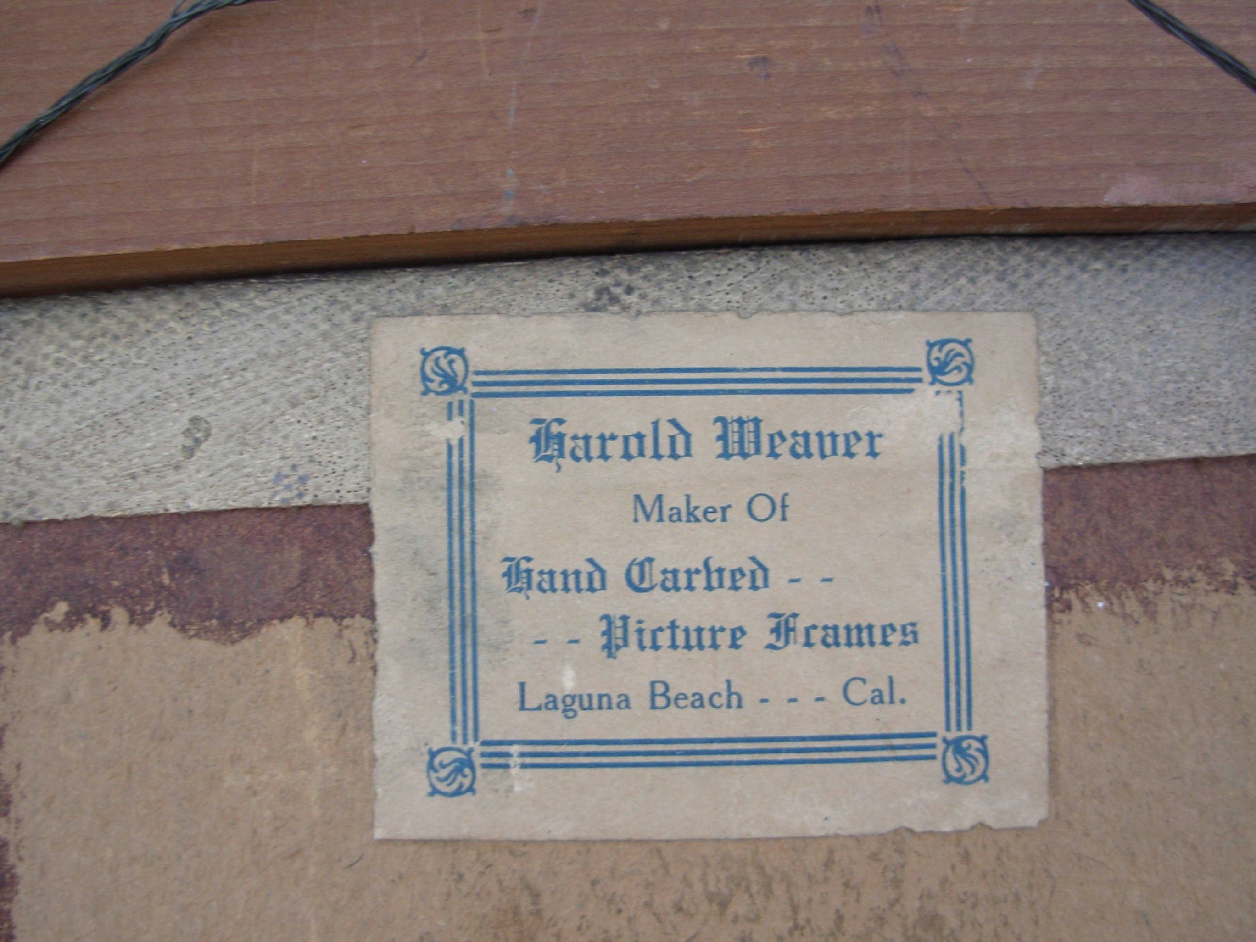 Pueblo Scene Back of Canvas: Label close up